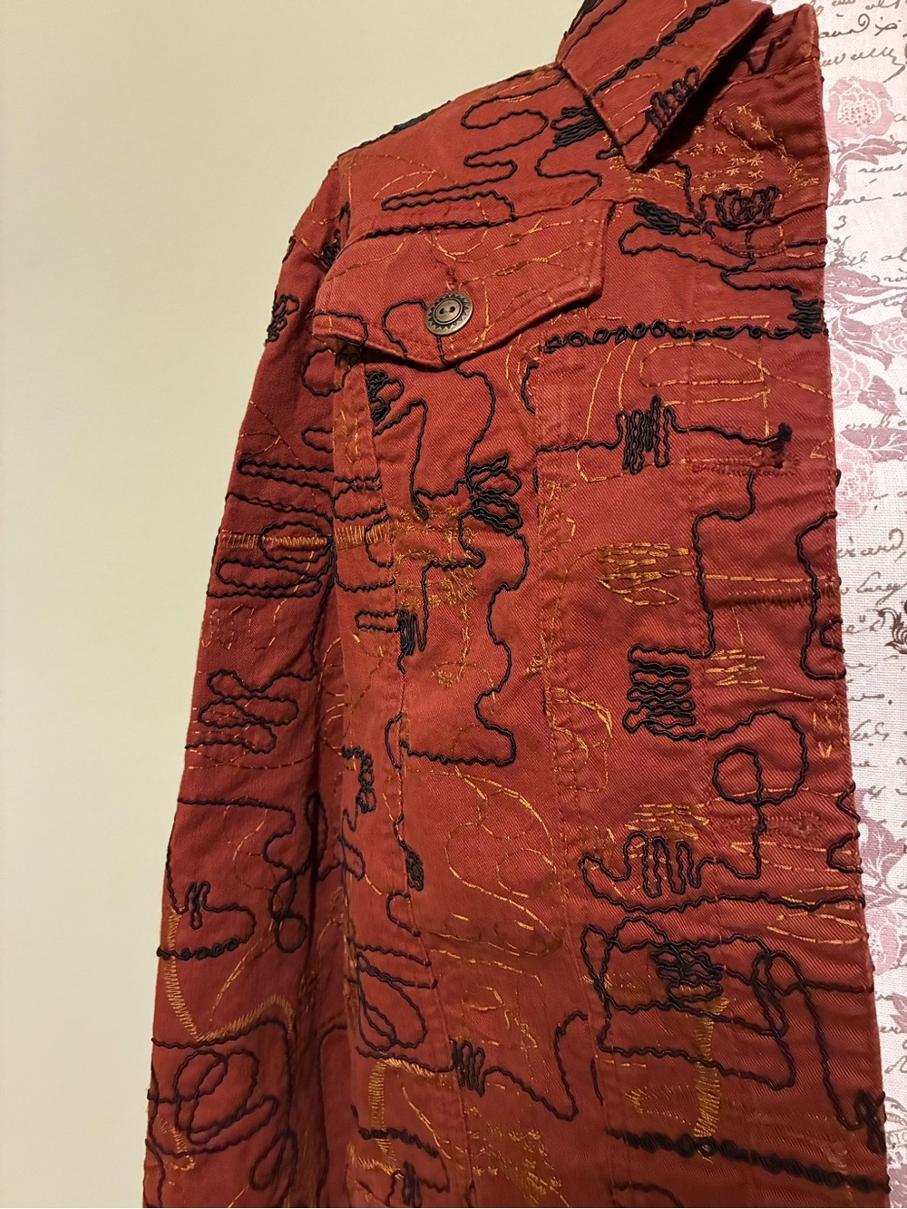 Ruby Rd. Rust Embroidered Jean Jacket - Picture 2 of 9